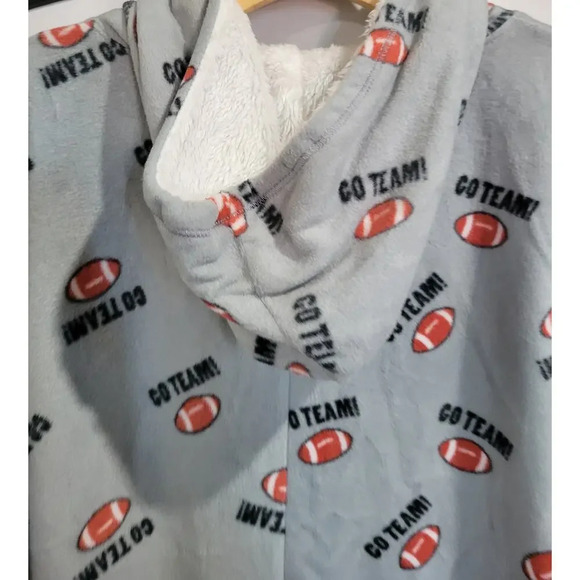 Warm & Cozy Lifestyle by Poof women's gray football onesie - medium pajamas - Picture 7 of 11